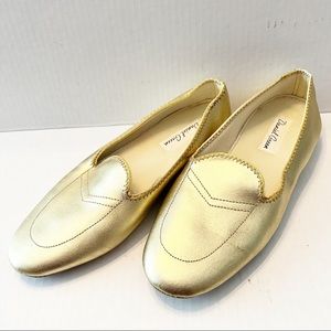 Daniel Green Gold Womens Leather Slippers Size 7 - image 1